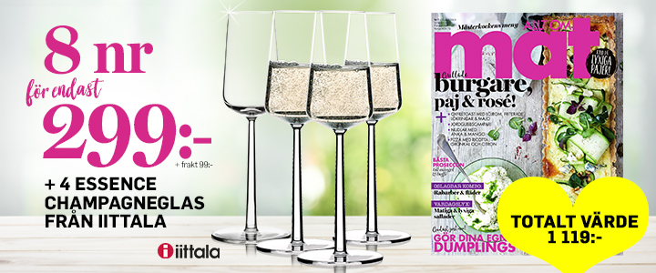 Allt om Mat + 4 Iittala champagne glasses