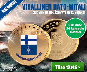 Juhli Suomen NATO-jäsenyyttä virallisella kullatulla mitalil